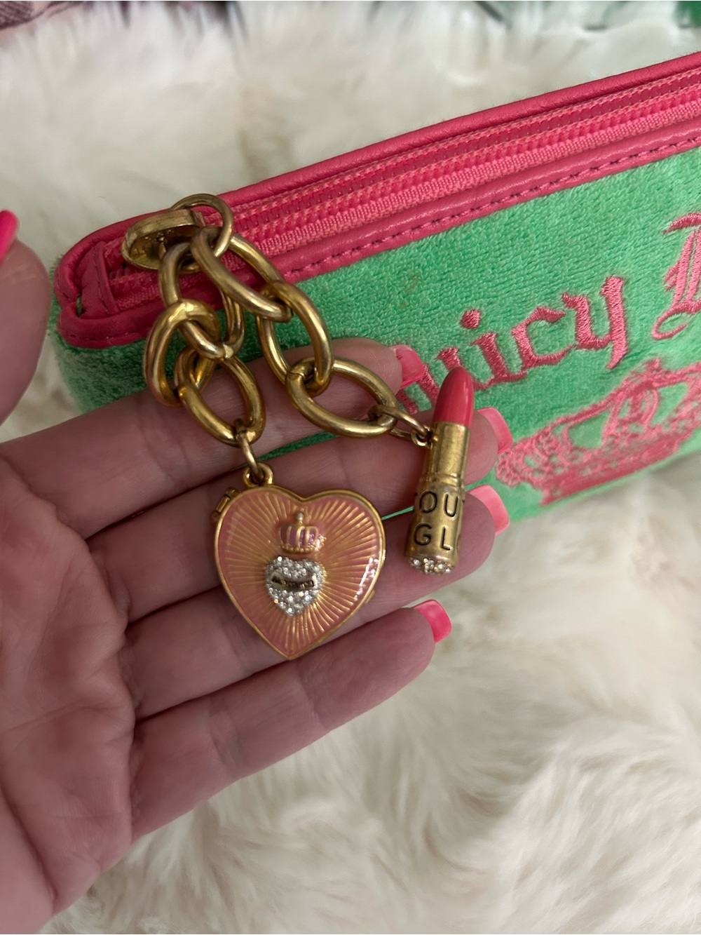 Rare Y2K Vintage 2006 Juicy Royal Couture Watermelon Green Pink Cosmetic Bag - Picture 3 of 15